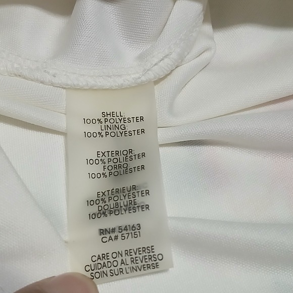 Calvin Klein Floral Dress Ruffle Sleeve V Neck Sheer White Pink‎ Orange S - Picture 9 of 9